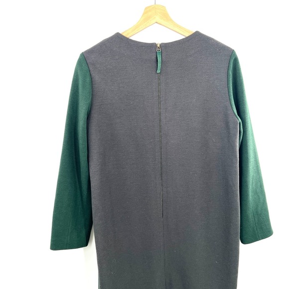 Demian shift wool feel futuristic dress green career business bling gray M - Picture 8 of 12